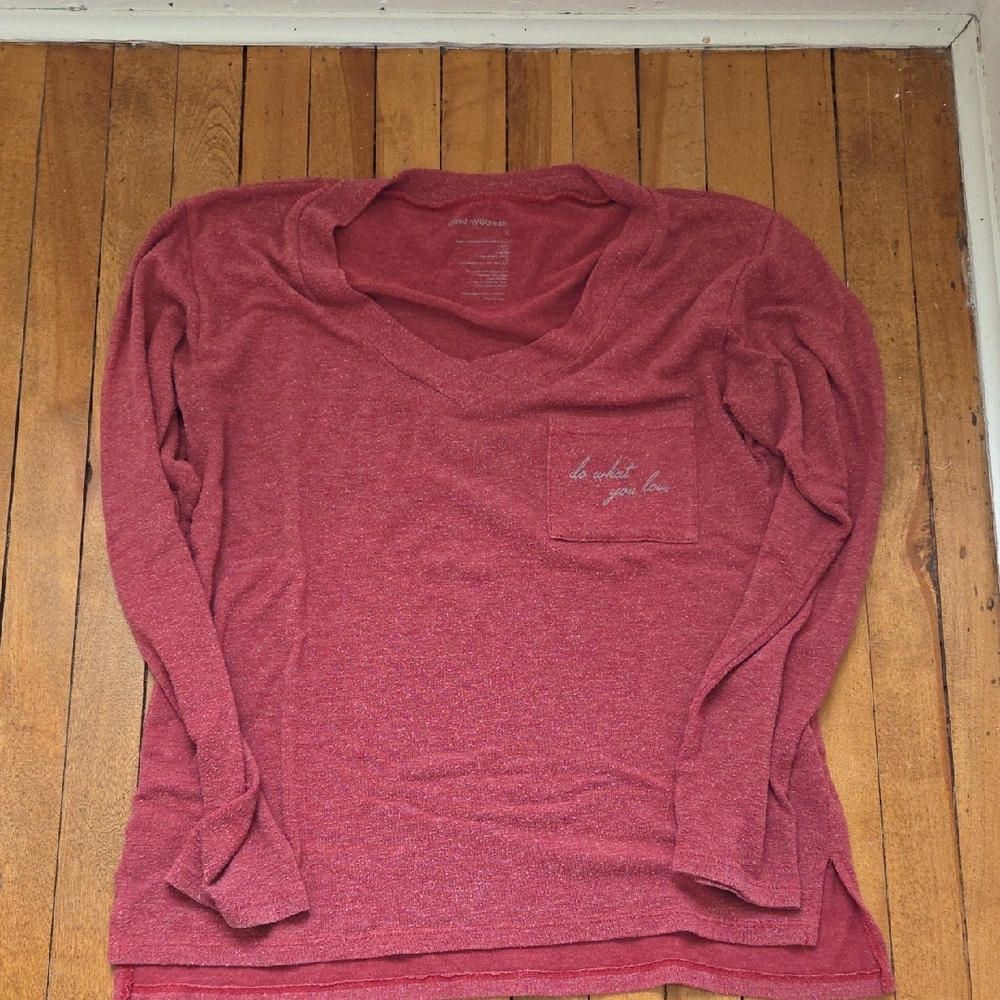 good hYOUman Maroon V-Neck Shirt